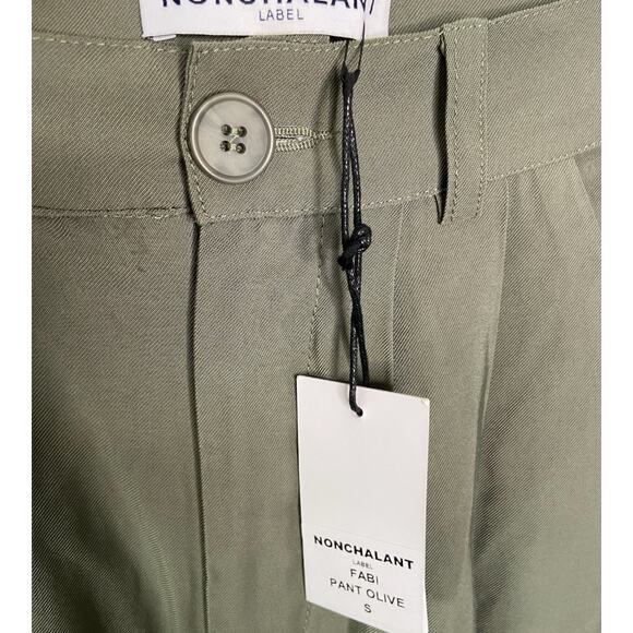 Revolve NONchalant Fabi Wide Leg Pleated Trouser Pant Olive Green Size Small - Picture 7 of 12